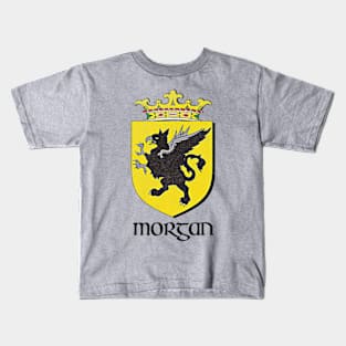 Morgan Name / Faded Style Family Crest Coat Of Arms Design Kids T-Shirt